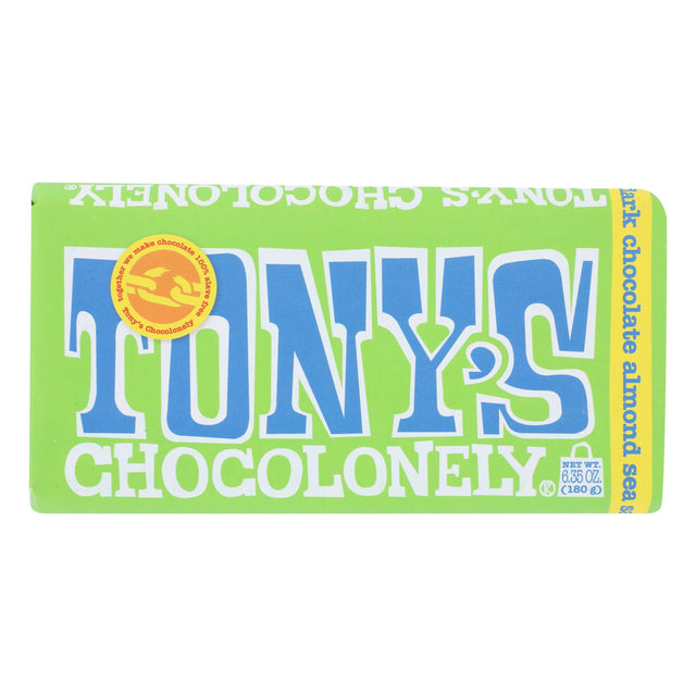 Tony's Chocolonely Dark Chocolate Bar with Almonds and Sea Salt, 6.35 oz, Pack of 15 - Cozy Farm 