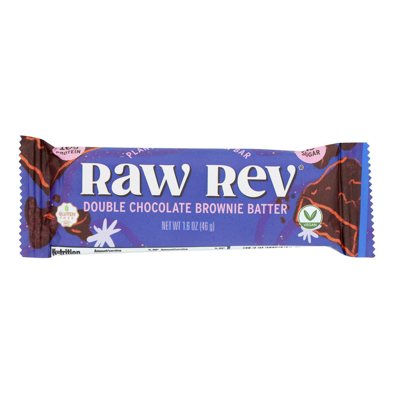 Raw Rev Glo Double Chocolate Brownie Batter Bar  - Case Of 12 - 1.6 Oz - Cozy Farm 