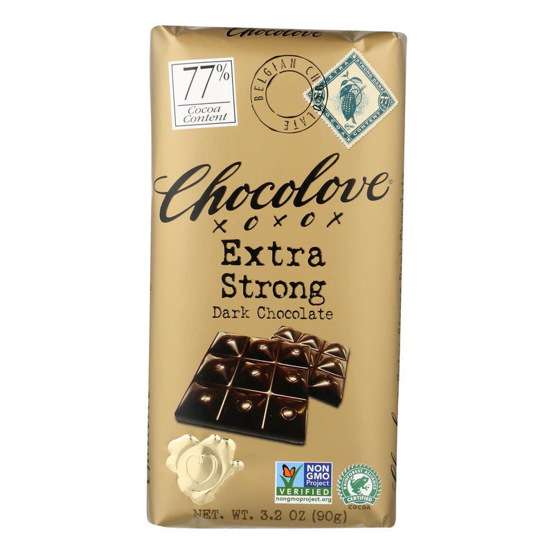 Chocolove Xoxox Premium Dark Chocolate Bar - Extra Strong - 3.2 Oz - Case of 12 - Cozy Farm 