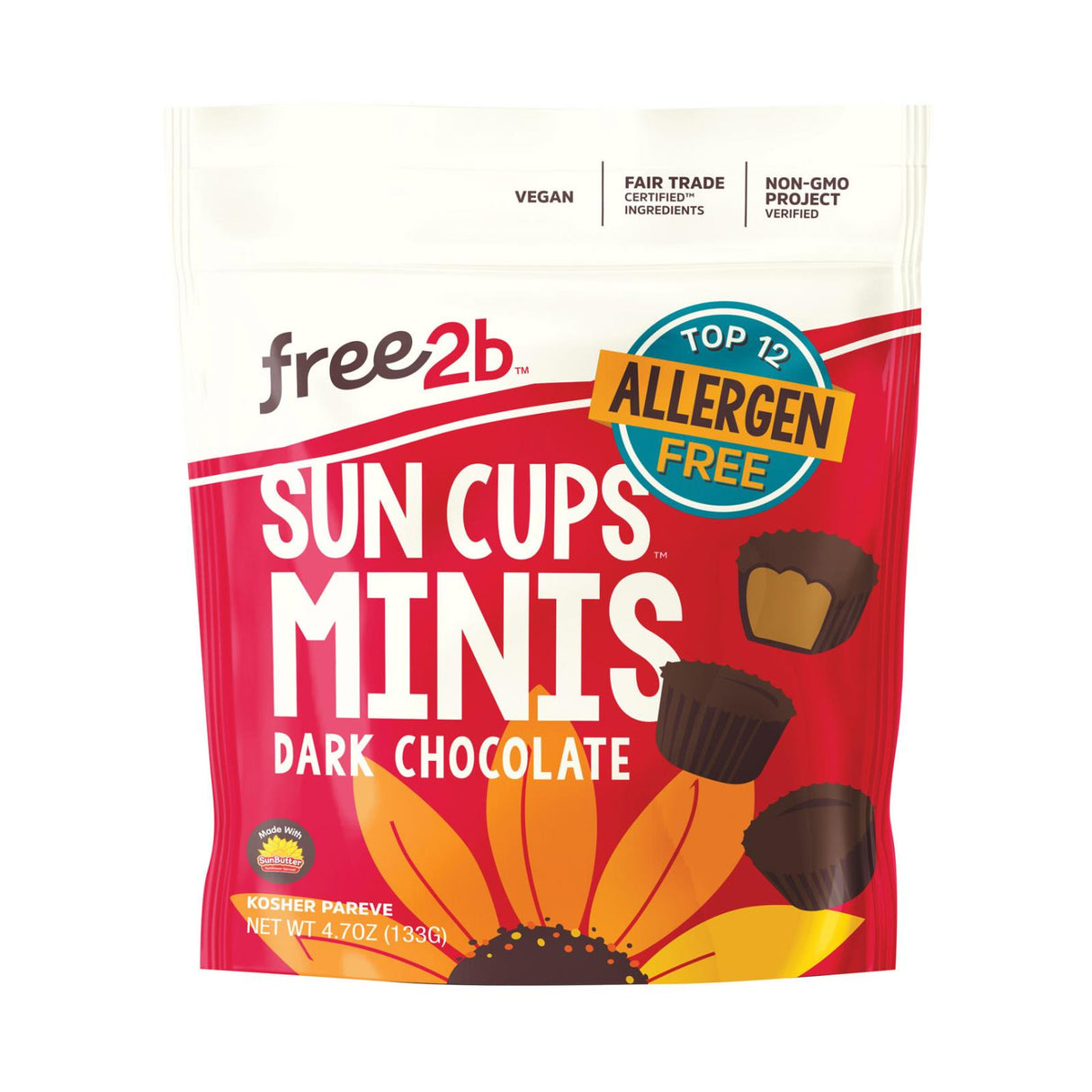 Free 2B Sun Cups Dark Chocolate Miniatures, 4.2 Oz., Case of 6 - Cozy Farm 