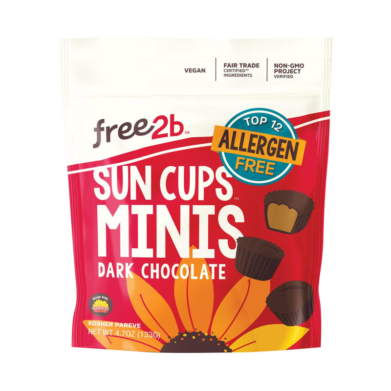 Free 2 B Sun Cups Mini, Dark Chocolate - Case of 6, 4.2 Oz - Cozy Farm 