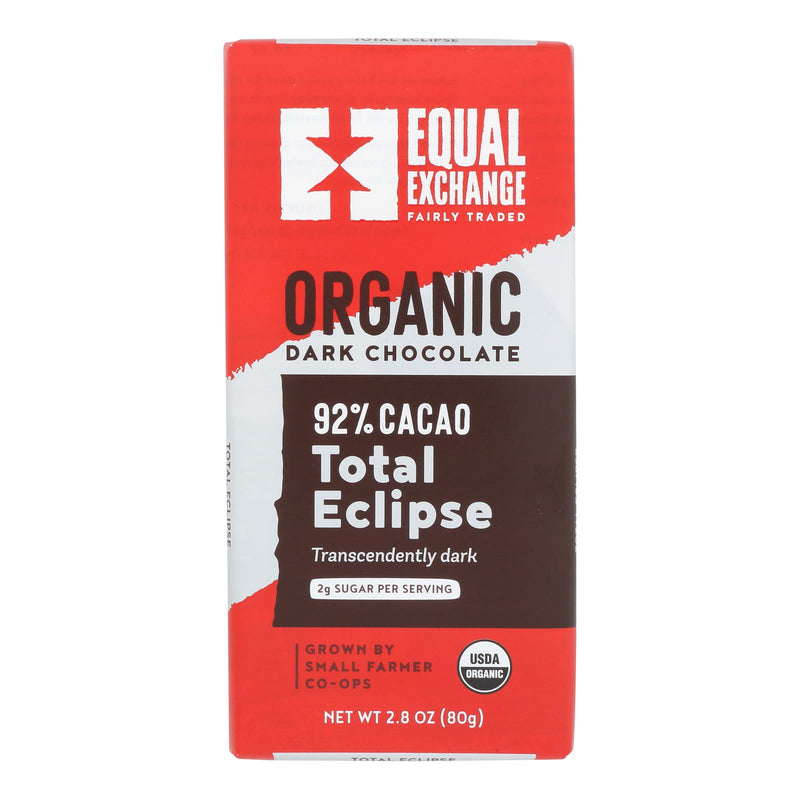 Equal Exchange - Bar Dark Chocolate 92% - Case Of 12 - 2.8 Oz - Cozy Farm 