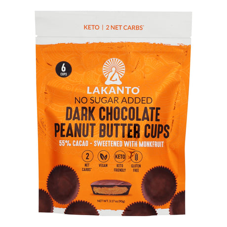 Lakanto No-Sugar-Added Peanut Butter Cups with Dark Chocolate (3.17 Oz Each, Pack of 8) - Cozy Farm 