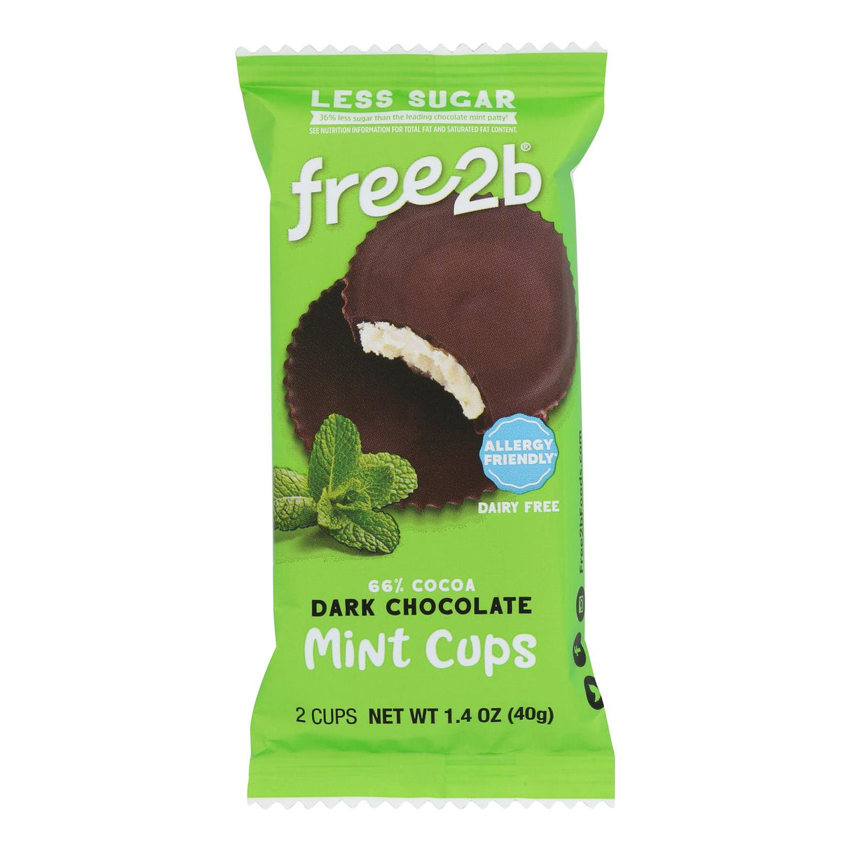 Free 2 B Mint Cups Dark Chocolate, 2-Cup - Case of 12 - 1.4 Oz - Cozy Farm 