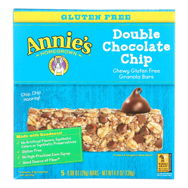 Annie's Homegrown Gluten Free Granola Bars Double Chocolate Chip - Case Of 12 - 4.9 Oz. - Cozy Farm 