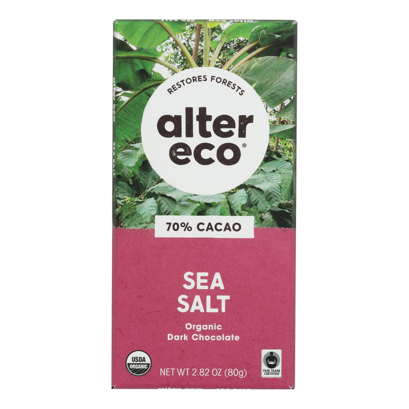 Alter Eco Americas Organic Chocolate Bar - Deep Dark Sea Salt - 2.82 Oz Bars - Case of 12 - Cozy Farm 