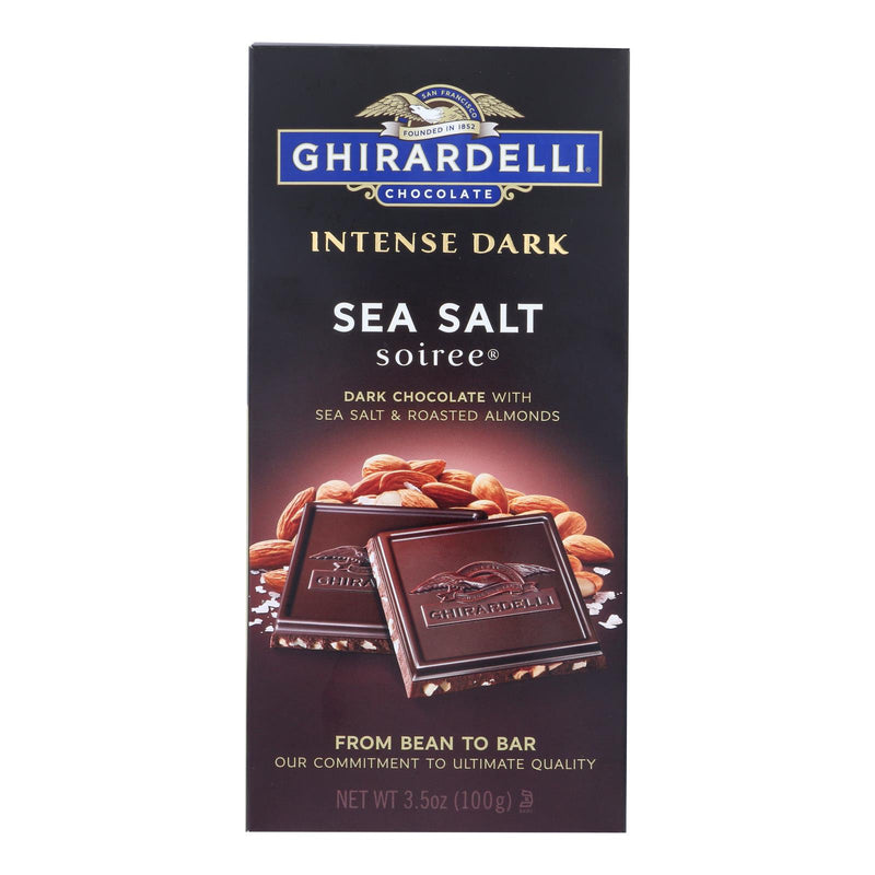 Ghirardelli Dark Bar Sea Salt Soiree Bars - Chocolate Intense - Case Of 12 - 3.5 Oz. - Cozy Farm 
