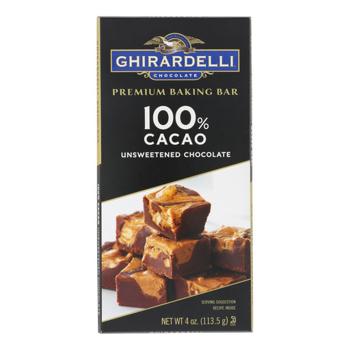 Ghirardelli Premium Baking Bar, 100% Cacao, Unsweetened Chocolate, 4 oz, Case of 12 - Cozy Farm 