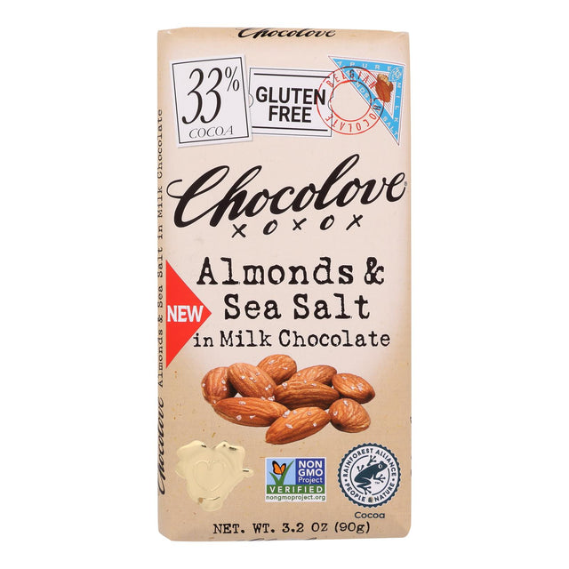Chocolove Milk Chocolate Almond Sea Salt Bar - 3.2 Oz, Pack of 12 - Cozy Farm 
