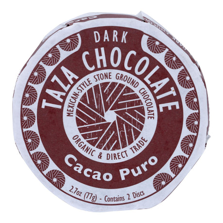 Taza Chocolate Organic Mexicano Discs 100% Dark Chocolate Cacao Puro - 2.7 Oz Each - Case of 12 - Cozy Farm 