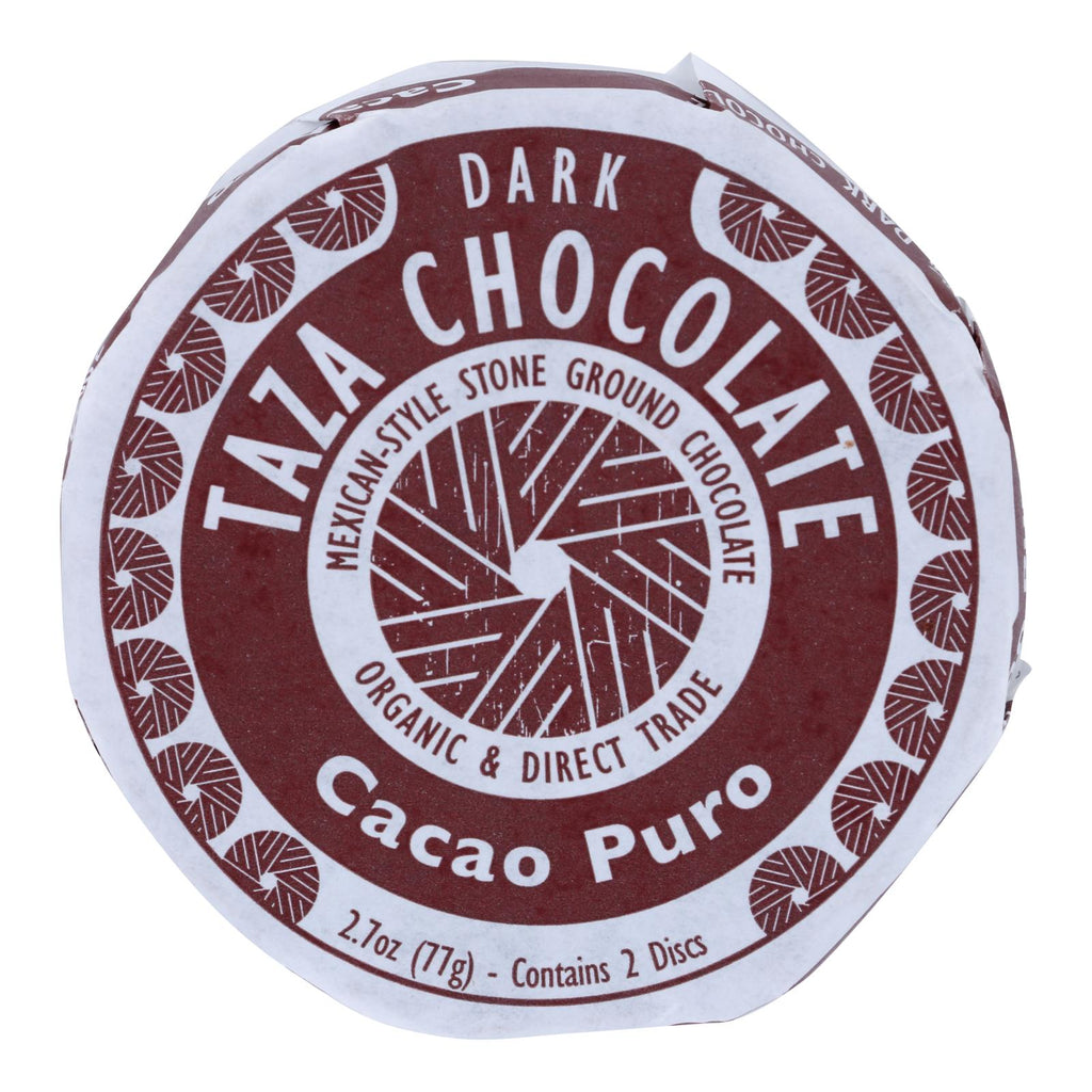 Taza Chocolate Organic Chocolate Mexicano Discs - 100 Percent Dark Chocolate - Cacao Puro - 2.7 Oz - Case Of 12 - Cozy Farm 