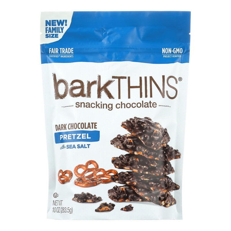 Bark Thins Snacking Dark Chocolate Pretzel - Sea Salt - Case Of 9 - 10 Oz. - Cozy Farm 