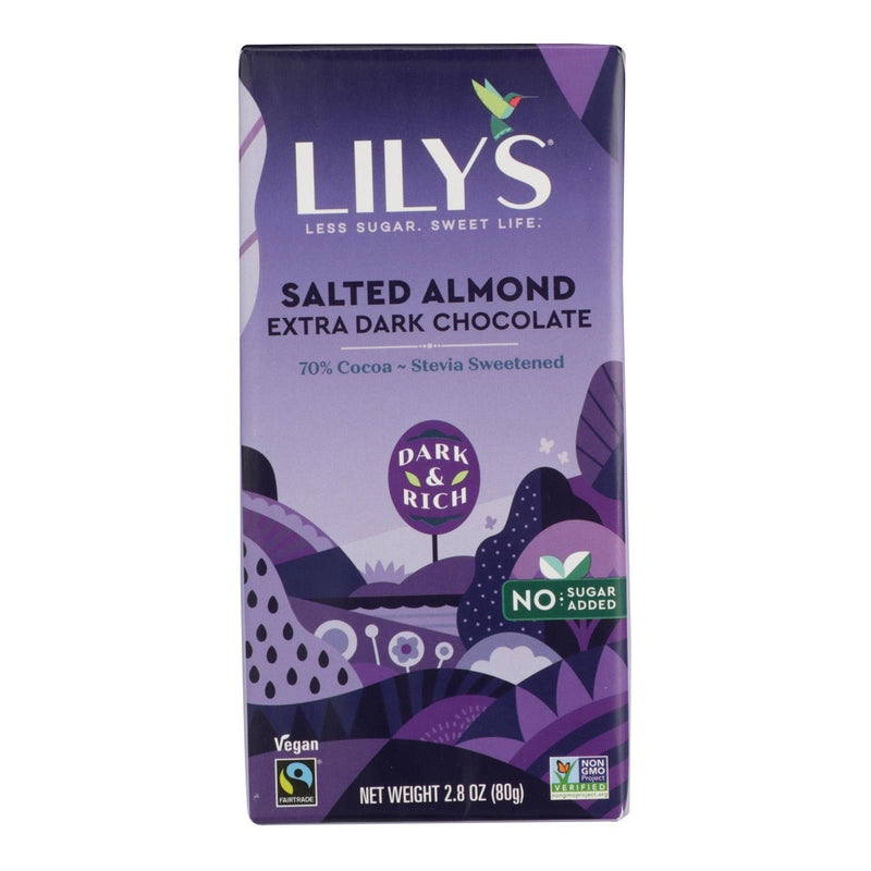 Lily's Salted Almond Classic Milk Chocolate Bar - 2.80 Oz., Pack of 12 - Cozy Farm 