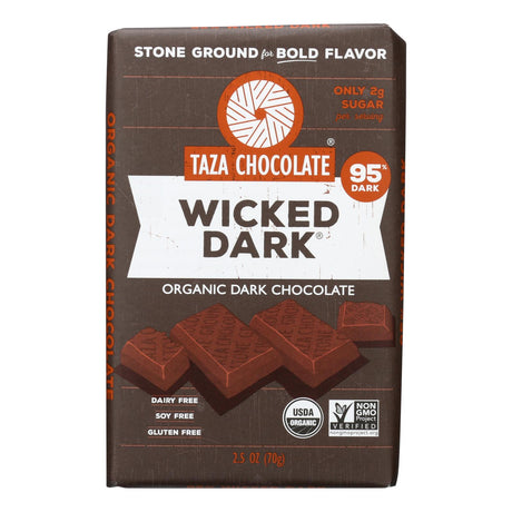 Taza Chocolate Stone Ground 2.5 Oz Organic Dark Chocolate Wicked Dark Bar - Case of 10 - Cozy Farm 