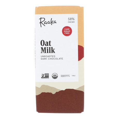 Raaka Oat Milk Dark Chocolate Bar | Rich, Creamy, Plant-Based | 58% Cocoa | 1.8 oz Bar | Case of 12 - Cozy Farm 