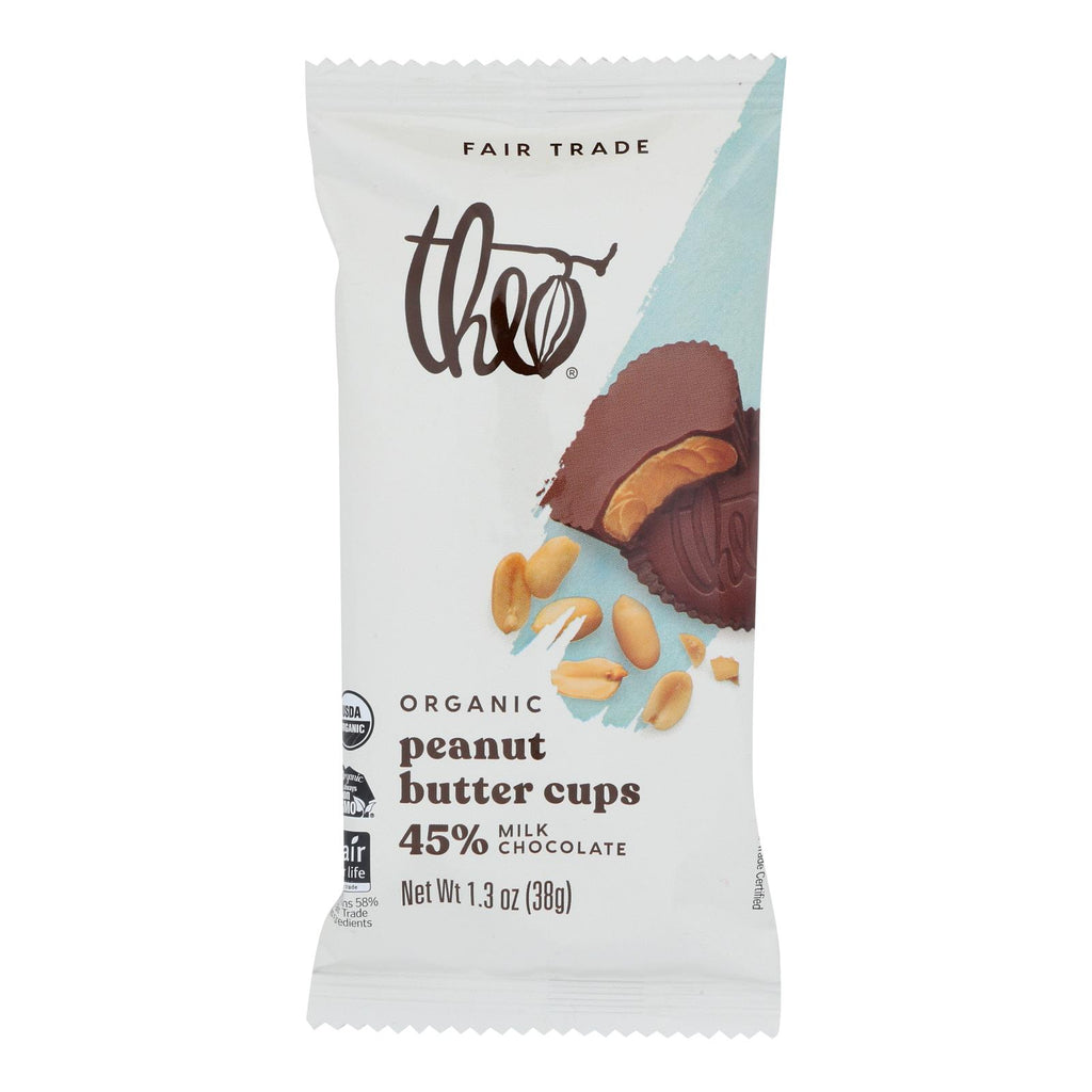 Theo Chocolate Peanut Butter Cups - Milk Chocolate - 1.3 Oz - Case Of 12 - Cozy Farm 