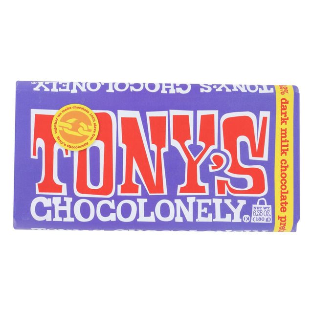 Tony's Chocolonely Dark Chocolate Bar with Pretzel Toffee - 6.35 oz - Case of 15 - Cozy Farm 