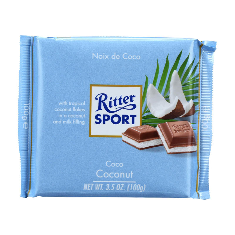 Ritter Sport Milk Chocolate Coconut Bars - 3.5 Oz Bars - Pack of 12 - Cozy Farm 