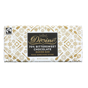 Divine Baking Bar 70% Bittersweet Chocolate - 5.3 oz - Case of 12 - Cozy Farm 