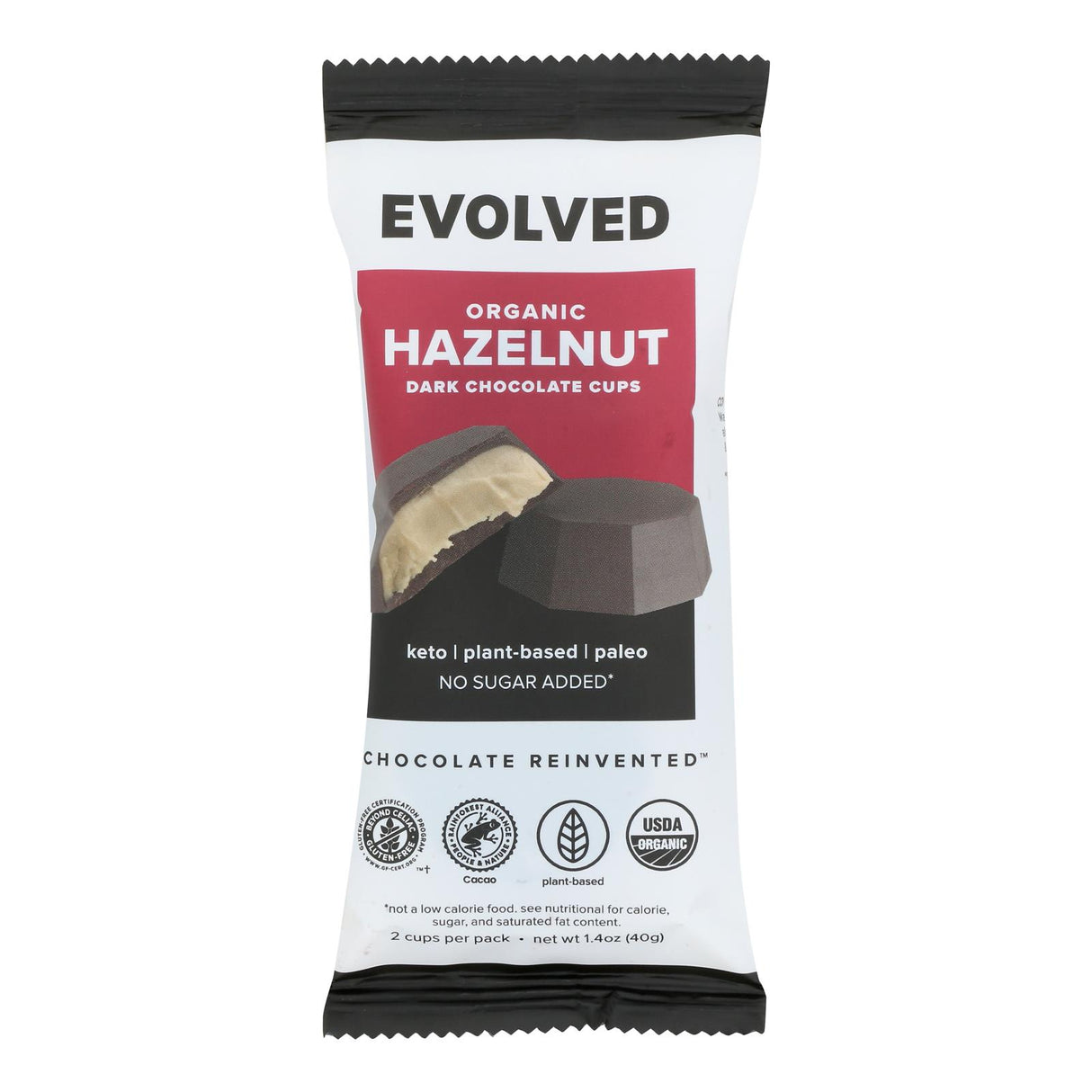 Evolved Hazelnut Keto Cups - 2 Packs of 9, 1.41 Oz Each - Cozy Farm 