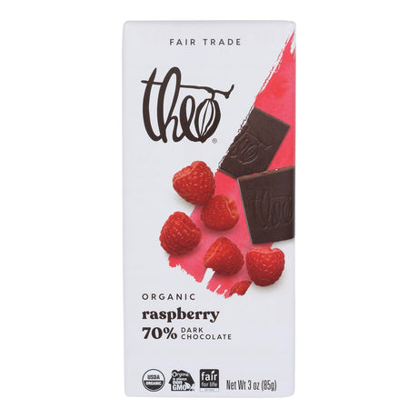 Theo Organic Dark Chocolate Raspberry Bar - 70% Cacao - 3 Oz - Cozy Farm 