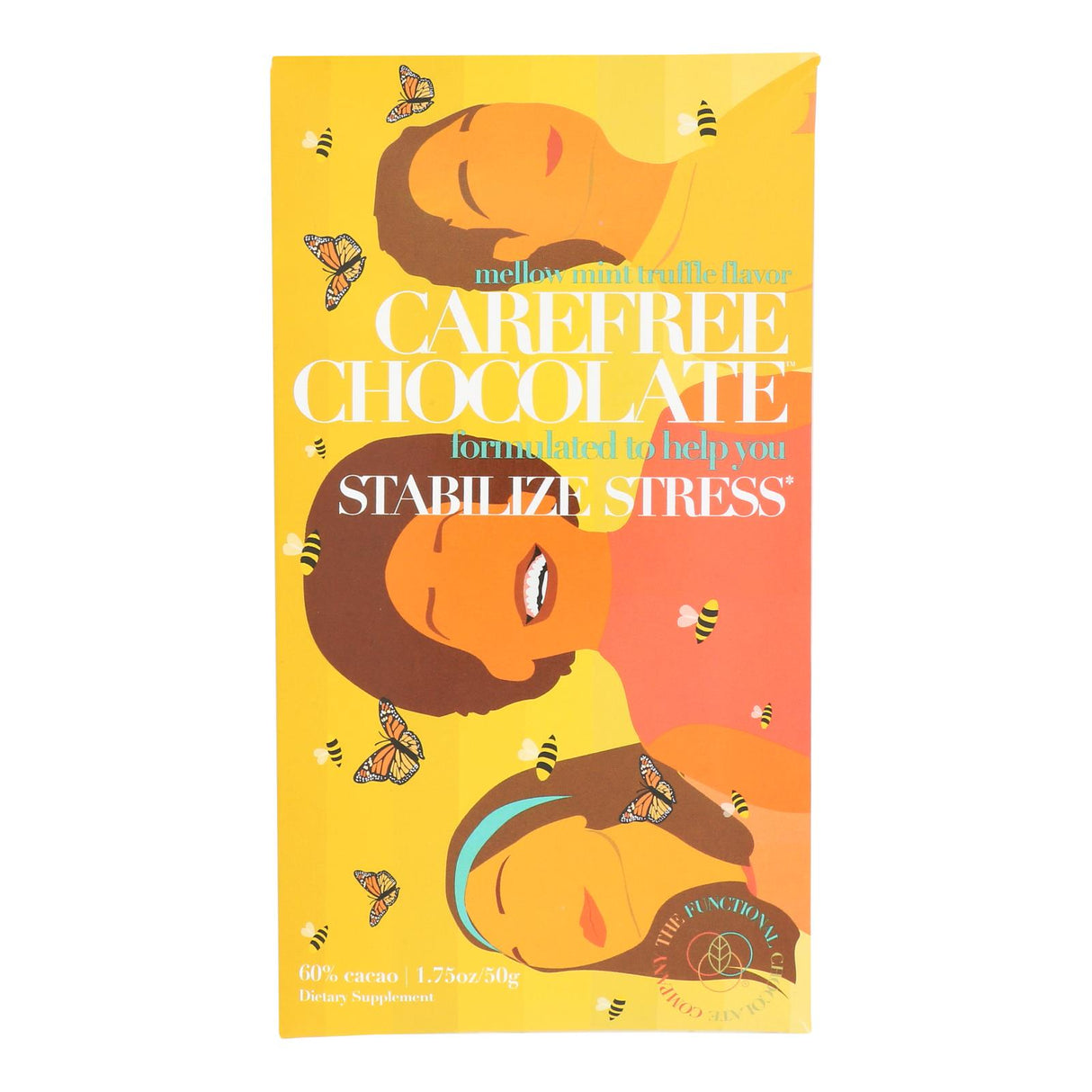 The Functional Chocolate Co. Chocolate Bar Carefree Case of 12 - 1.75 oz Each - Cozy Farm 
