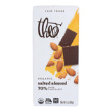 Theo Organic Dark Chocolate Bar - Classic - 70% Cacao - Salted Almond - 3 Oz Bar - Case of 12 - Cozy Farm 