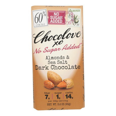 Chocolove XO Bar Dark Chocolate with Almonds & Sea Salt, 3.2 oz, Case of 12 - Cozy Farm 