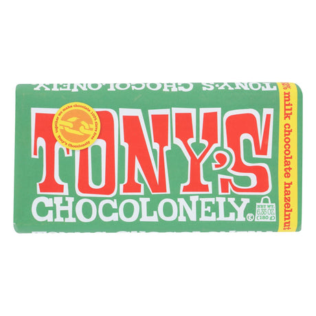 Tony's Chocolonely Milk Chocolate Bar with Hazelnut, Case of 15, 6.35 oz - Cozy Farm 