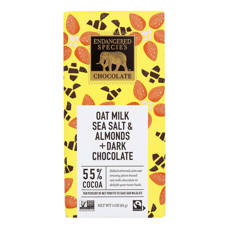 Endangered Species Dark Chocolate Oat Milk Sea Salt, 3 Oz Single Bars - Case of 12 - Cozy Farm 