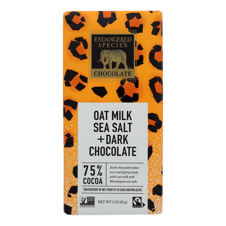 Endangered Species Dark Chocolate with Honey, Sea Salt & Oat Milk - Case of 12, 3 Oz - Cozy Farm 