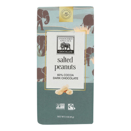 Endangered Species Salted Peanuts & Dark Chocolate Bar, 3 oz, 12 Pack - Cozy Farm 