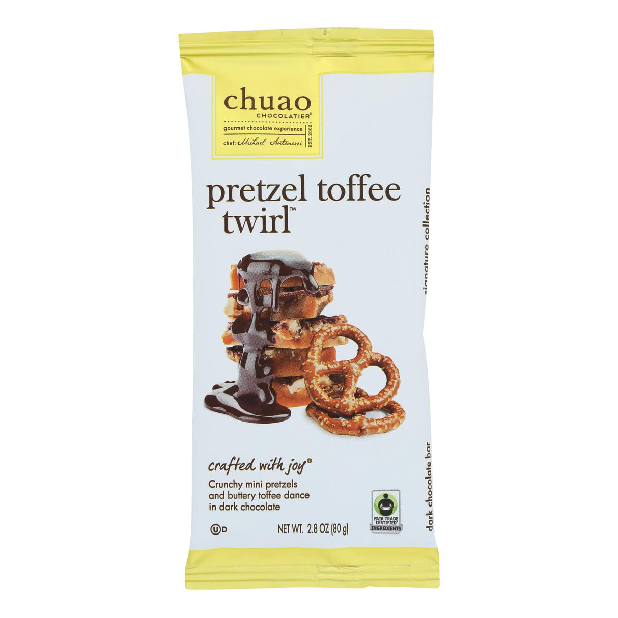 Chuao Chocolatier Toffee Twirl Pretzel Chocolate Bar, 2.8 Oz - Cozy Farm 