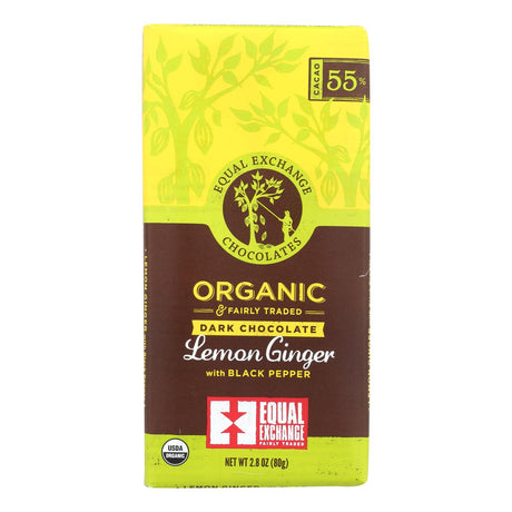 Equal Exchange Organic Dark Chocolate - Lemon, Ginger, Black Pepper - 2.8 Oz., Case of 12 - Cozy Farm 