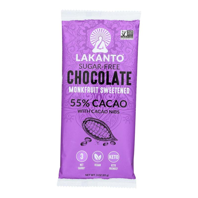Lakanto Monkfruit Sweetened Dark Chocolate Bar with Cacao Nibs - 3 Oz., 8-Pack - Cozy Farm 