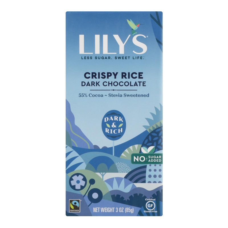 Lily's Sweets Dark Chocolate (55% Cocoa) Crispy Rice Bars - 3 Oz - Case of 12 - Cozy Farm 