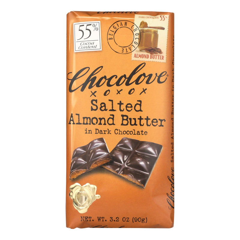 Chocolove Xoxox - Dark Chocolate Bar - Salted Almond Butter - Case Of 10 - 3.2 Oz - Cozy Farm 