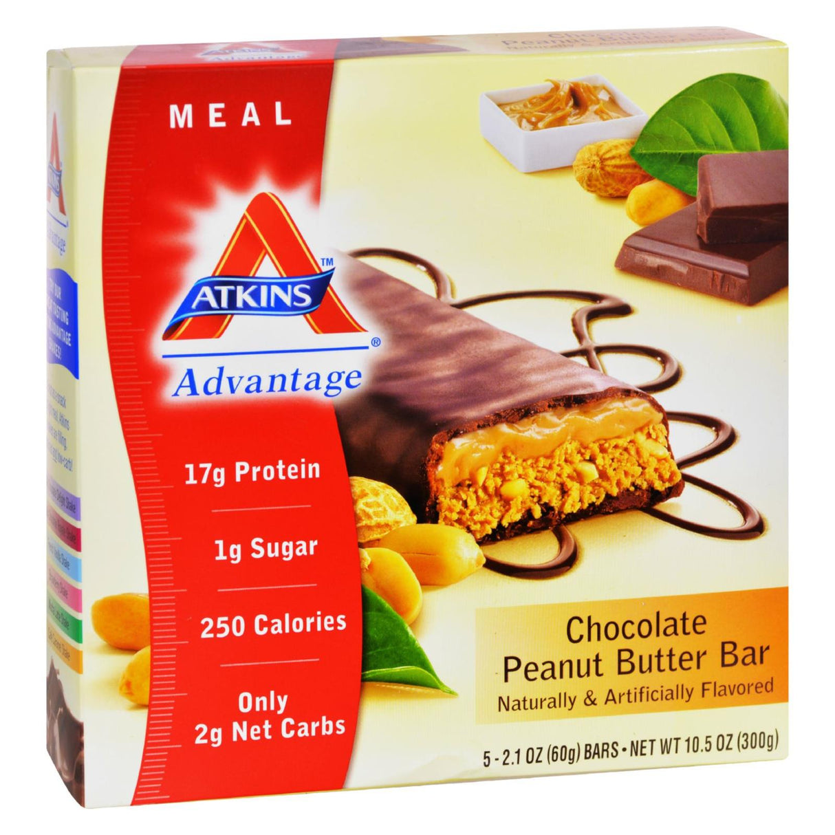 Atkins Advantage Bar Chocolate Peanut Butter - 5 Bars- Pack of 2