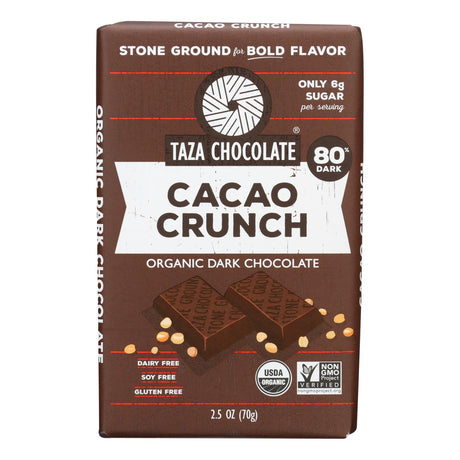 Taza Chocolate Organic Cacao Crunch Dark Chocolate Bar (Case of 10 - 2.5 Oz.) - Cozy Farm 