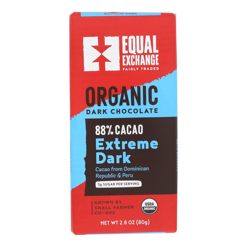 Equal Exchange Extreme Dark Organic Chocolate Bar - Pack of 12, 2.8 Oz - Cozy Farm 