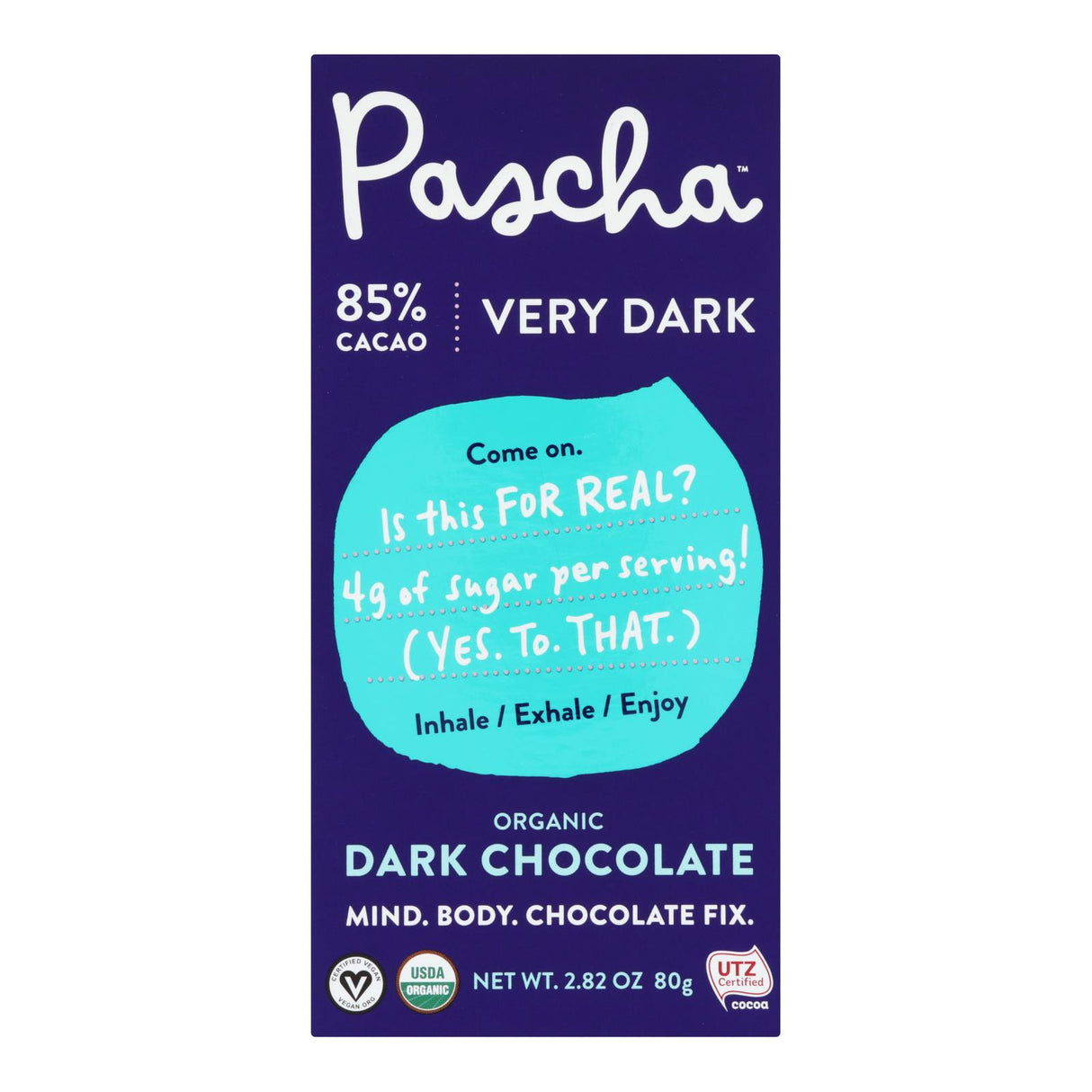 Pascha 85% Cacao Dark Chocolate Bar - Case of 10 - 2.82 Oz - Cozy Farm 