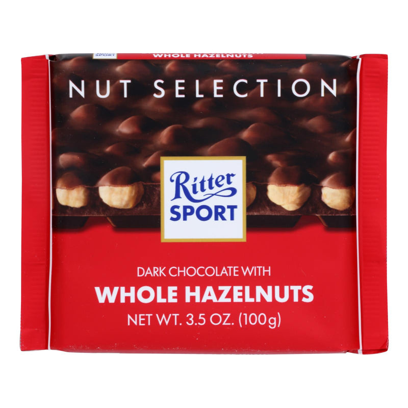 Ritter Sport Whole Hazelnuts Dark Chocolate - 3.5 Oz Bar (Case of 10) - Cozy Farm 