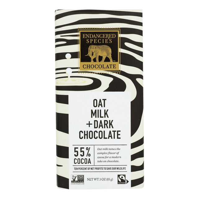 Endangered Species Dark Chocolate Oat Milk 55% Cacao - 3 Oz Pack of 12 - Cozy Farm 