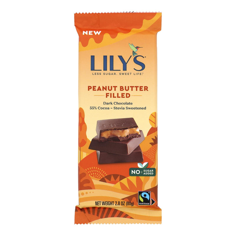 Lilys Dark Chocolate 55% Peanut Butter Bar - Case of 12 - 2.8 Oz - Cozy Farm 