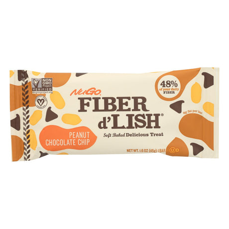 Nugo Fiber Dlish Peanut Chocolate Chip Bar - 1.6 Oz - Case of 16 - Cozy Farm 