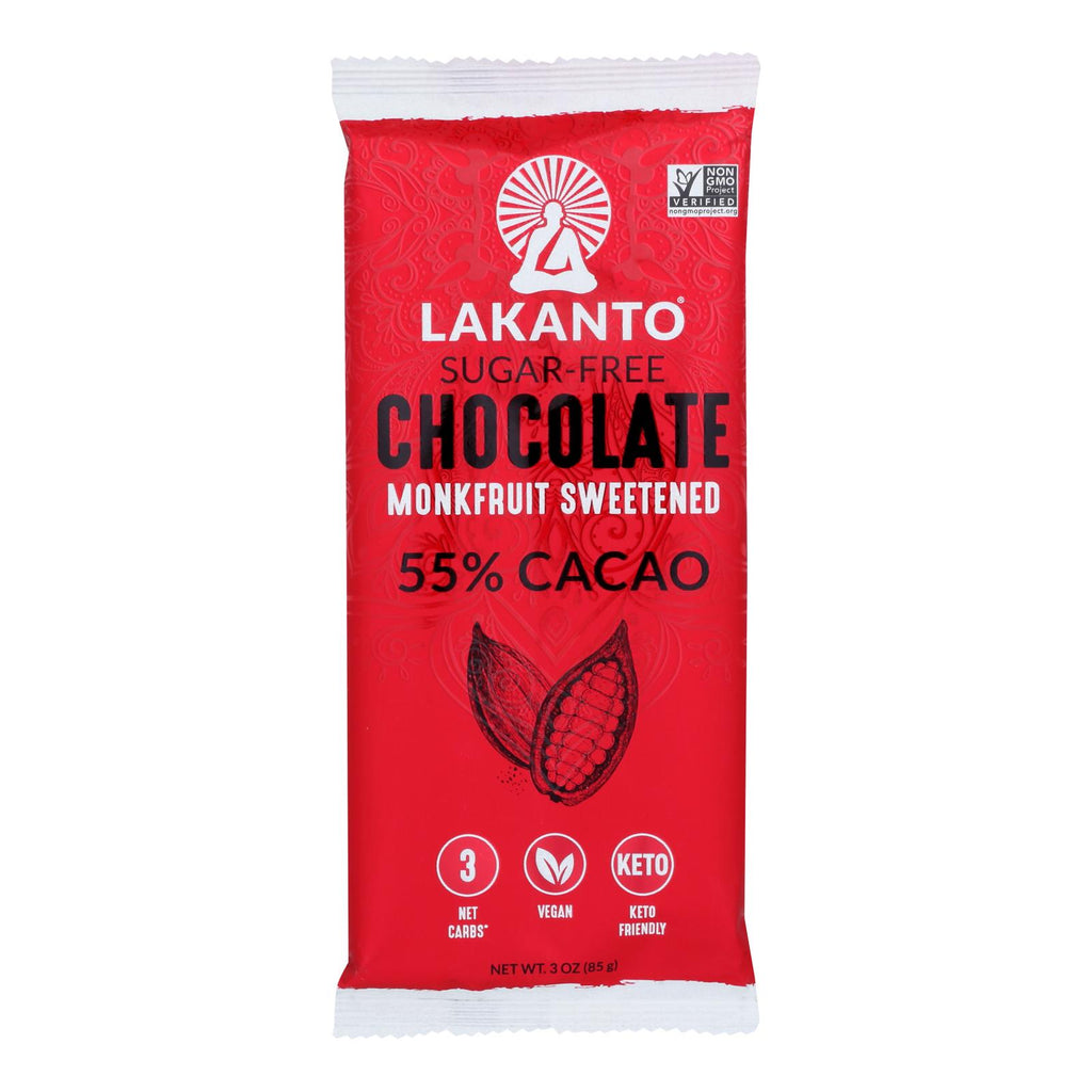 Lakanto - Monkfruit Sweetened Chocolate Bar - 55% Cocoa - Case Of 8 - 3 Oz. - Cozy Farm 