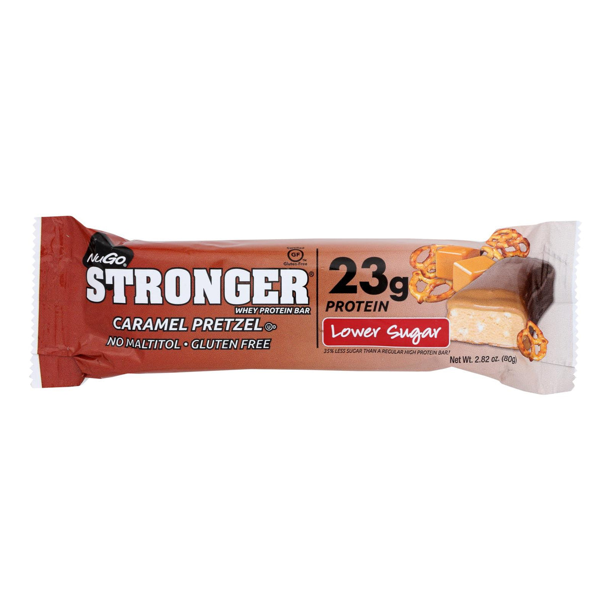 NuGo Nutrition Bar - Stronger Caramel Pretzel - 2.82 Oz - Pack of 12 - Cozy Farm 