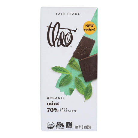 Theo Chocolate Organic Classic Dark Chocolate Mint Bar - 70% Cacao - 3 Oz - 12 Count - Cozy Farm 