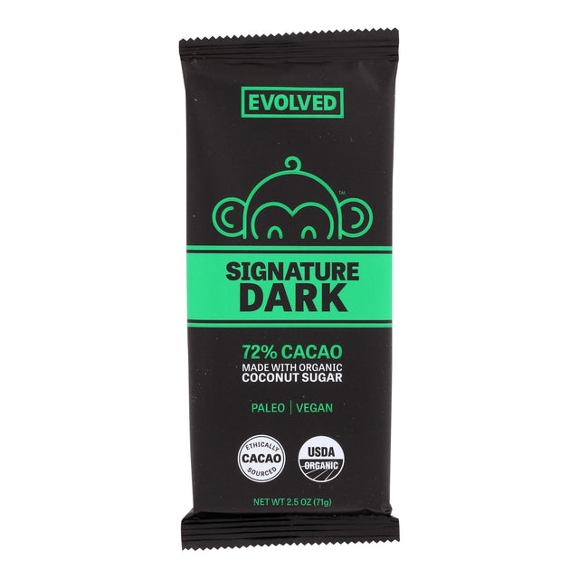 Eating Evolved Signature Dark Chocolate Bar, 2.5 Oz. Dark 72% Cacao, Case of 8 - Cozy Farm 