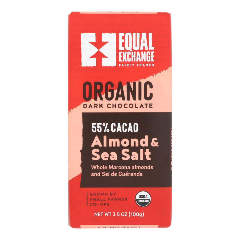 Equal Exchange - Bar Dark Chocolate Almond Sea Salt - Case Of 10 - 3.5 Oz - Cozy Farm 